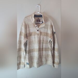 point zero black label collection taupe /tan long sleeve knit sweater large